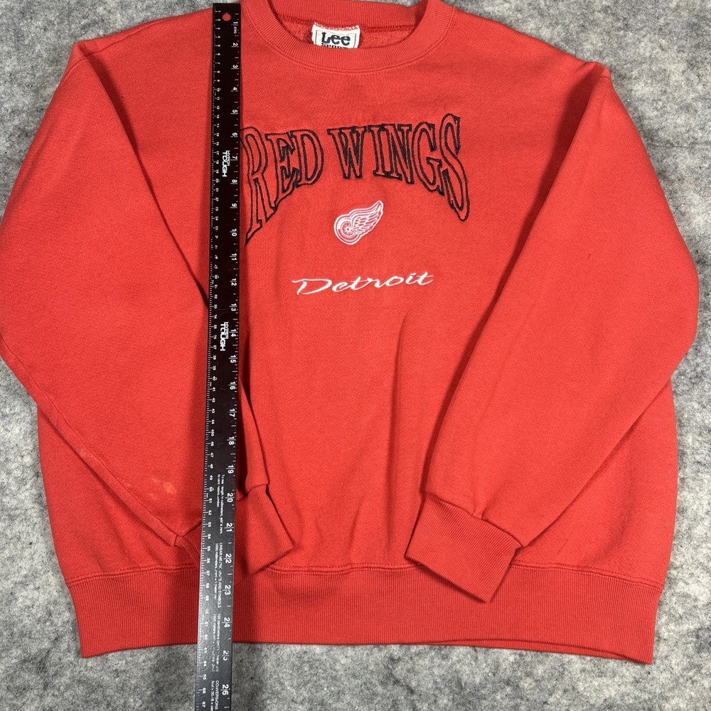 Vintage Detroit Red Wings Lee Sports Large Red Sweatshirt Crewneck Embroidered - Picture 3 of 8